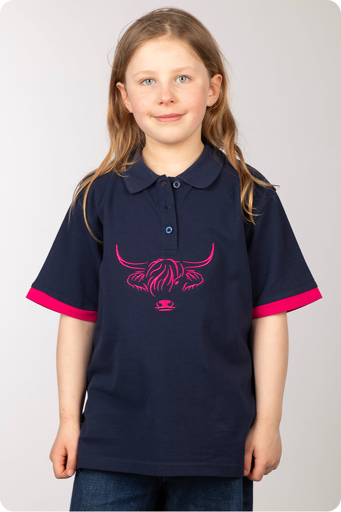 Highland Cow Poloshirt für Mädchen