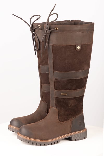 Botas altas de piel para mujer - Tullymore - Marron oscuro