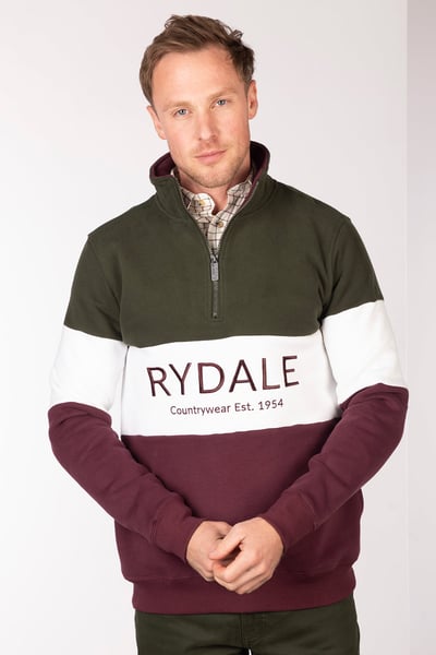 Men's Sweatshirt - Byland - Rydale Wine/White/Olive