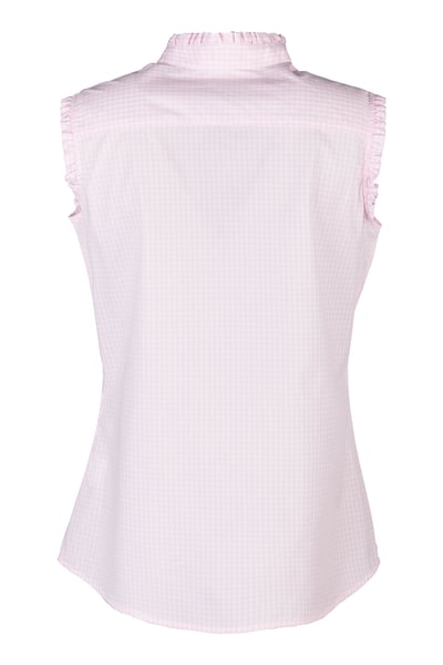 Ladies Ruffled Sleeveless Shirt - Ivy - Pink Gingham