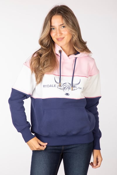 Ladies Hoody - Byland - Cow Denim/White/Sorbet