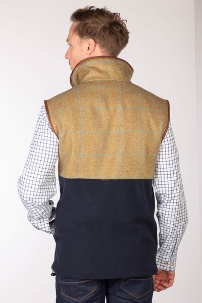 Men's Hybrid Country Waistcoat - Harpham - Navy/Skipton
