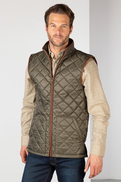 Men's Quilted Waistcoat - Harpham - Olive