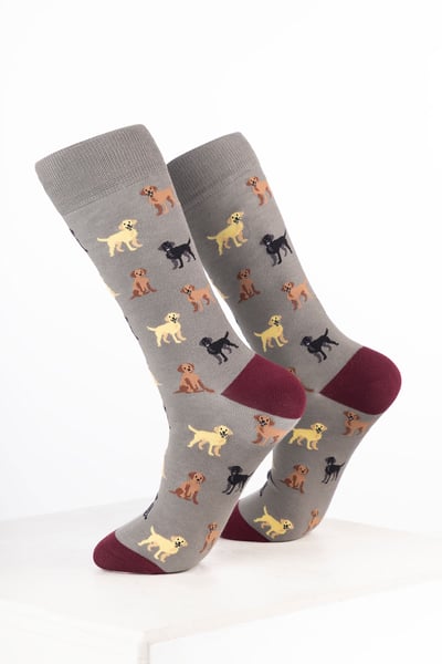 Men’s Bamboo Rich Dog Ankle Socks - Labrador Grey
