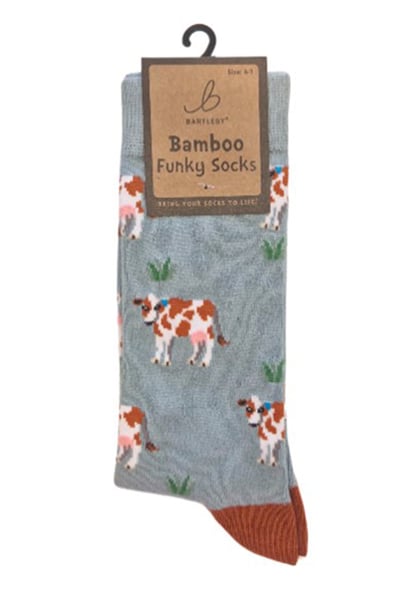 Ladies Bamboo Funky Socks - Brown Cow
