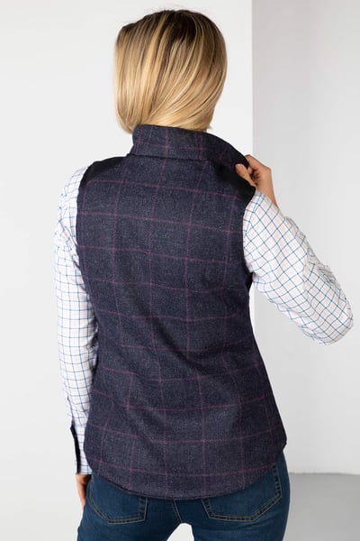 Ladies Tweed Waistcoat - Haworth - Navy Tweed