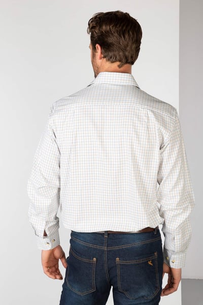 Men's Long Sleeve Country Checked Shirts - Wetherby White