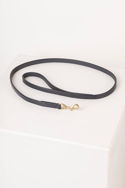 Thin Dog Lead - Leather - Navy