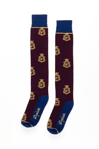 Ladies Emblem Knee Length Riding Socks - Berry