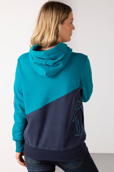 Ladies Diagonal Overhead Hoody - Teal/Navy