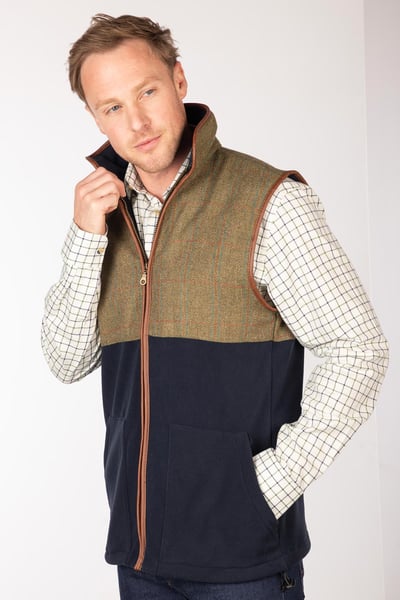 Men's Hybrid Country Waistcoat - Harpham - Navy