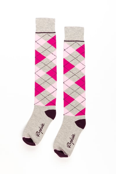 Damen Argyle Kniestrümpfe - Grau meliert