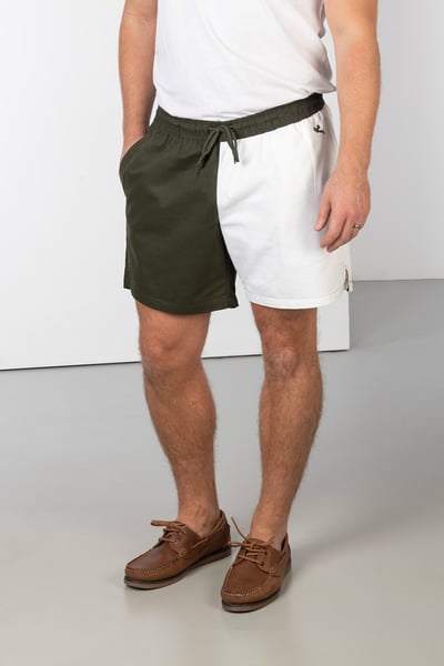Rugby-Shorts aus Baumwolle im Viertelschnitt für Herren - Fordon - Oliv/Weiß