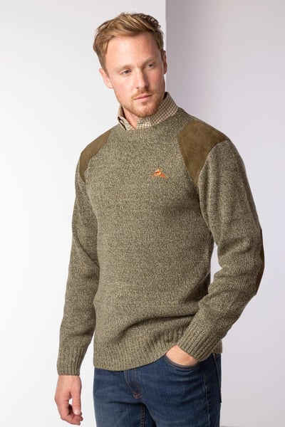 Men's Crew Neck Shooting Jumper - Wykeham - Derby Tweed