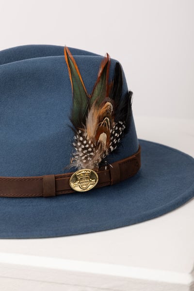 Sombrero de fieltro de lana para mujer - Danby - Azul marino medio