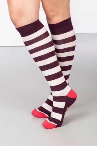 Ladies Knee High Striped Socks