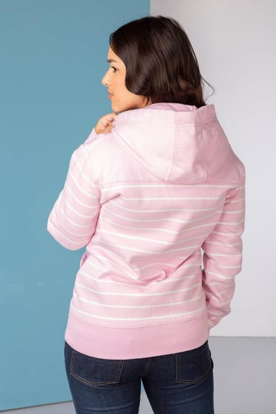 Ladies Lucy Striped Full Zip Hoody - Sorbet/Vanilla