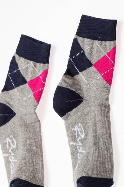 Junior Argyle Ankle Socks - Grey Marl