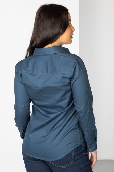 Damen Plain Overhead Country Shirt - Hannah - Denim