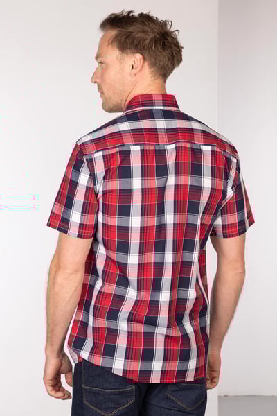Men's Short Sleeved Check Shirt - Thirsk Red