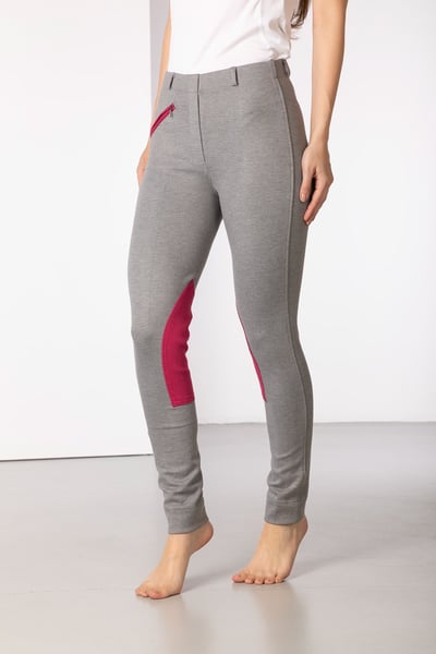 Ladies Sherwood Forest Belford Jodhpurs - Raspberry/Grey