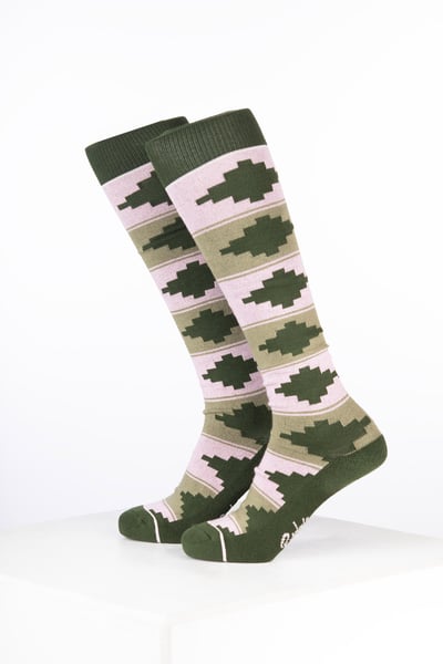 Women’s Bamboo Rich Polo Belt Riding Socks - Polo Light Olive/Soft Pink/Dark Olive