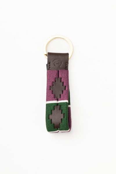 Leather Loop Polo Keyring - Askwith - Olive/White/Berry