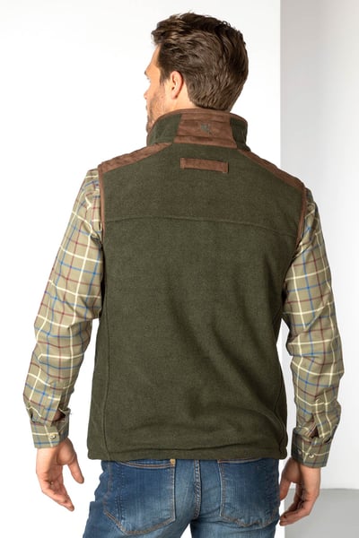 Men's Lined Fleece Gilet - Huggate Extra - Marl Khaki