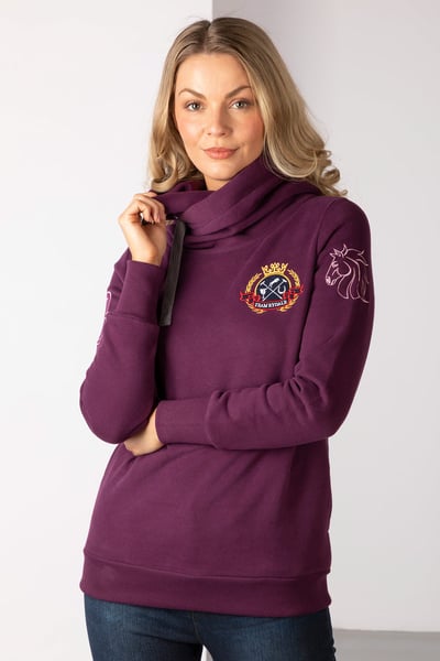 Ladies Emblem Cross Neck Hoody - Damson
