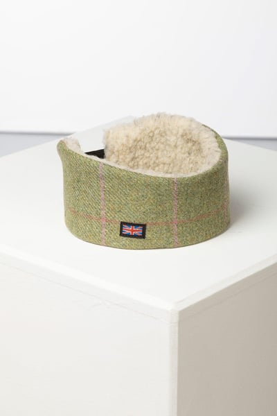 Damen-Tweed-Stirnband - Grün/Rosa Tweed