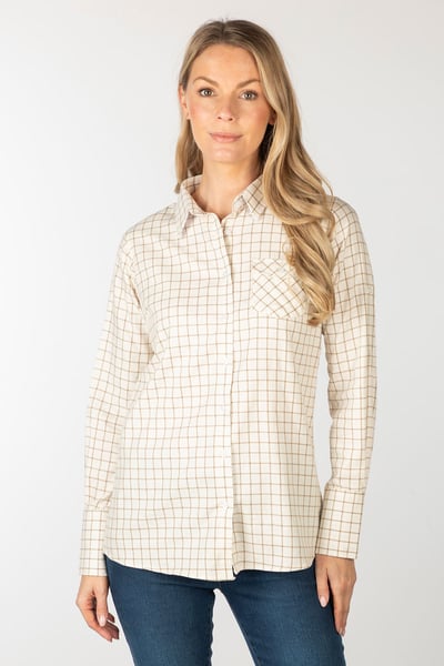 Ladies Hannah Country Check Shirt - Ellie - Mocha
