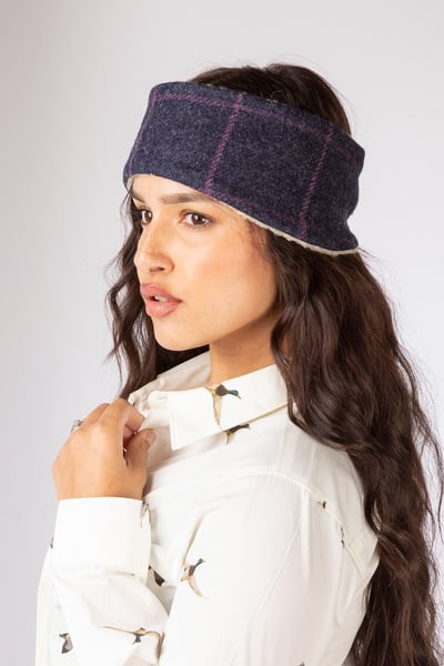 Damen-Tweed-Stirnband - Marine