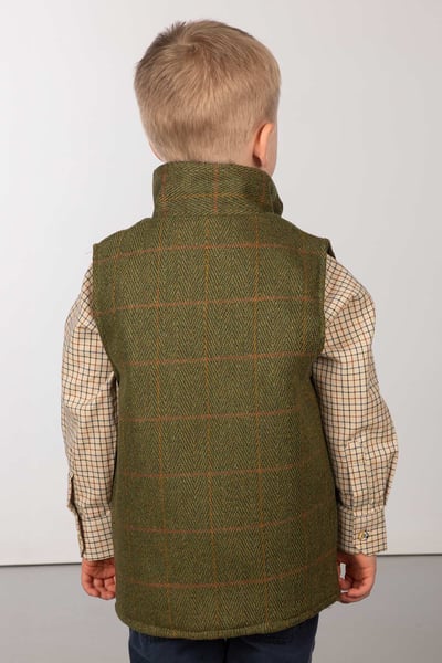 Toddler Fleece Lined Tweed Waistcoat – Derby - Dark Check