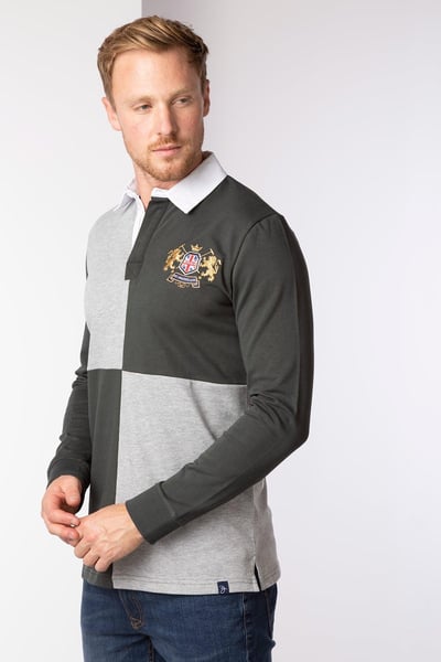 Camiseta de rugby para hombre - Otley Quartered - Gris Jaspeado/Oliva