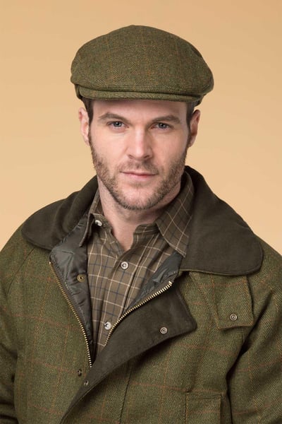 Gorra plana de tweed para hombre - Derby - Cheque oscuro