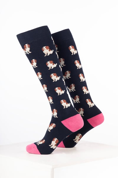 Women’s Dog Welly Socks - Spaniel Navy