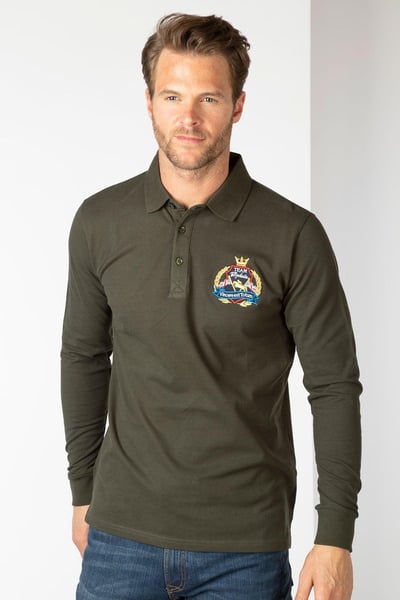 Fordon Langarm-Poloshirt für Herren - Olive