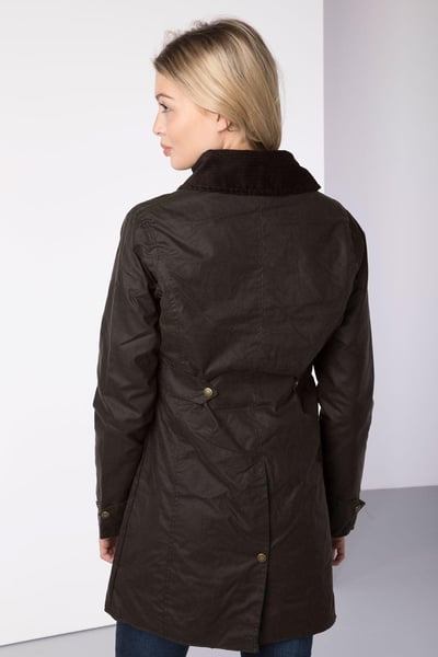 Ladies Long Wax Jacket - Hannah - Olive