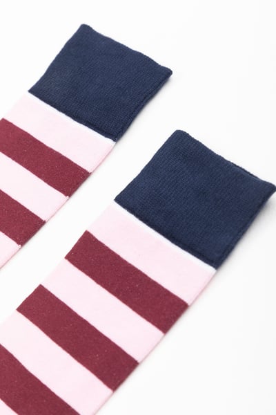 Ladies Broadstripe Ankle Sock - Burgundy