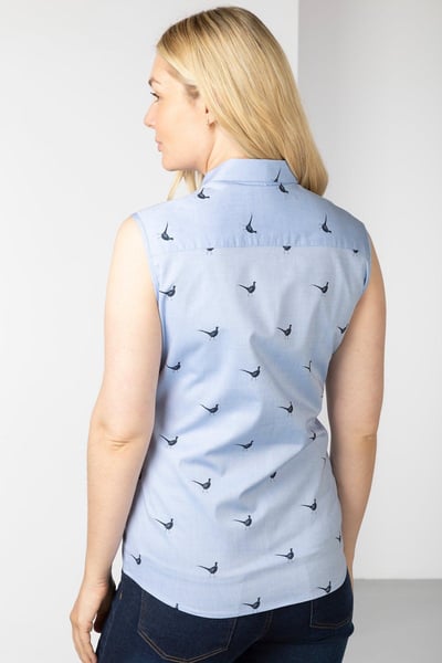 Ladies Sleeveless Shirt - Audrey II - Blue Pheasant