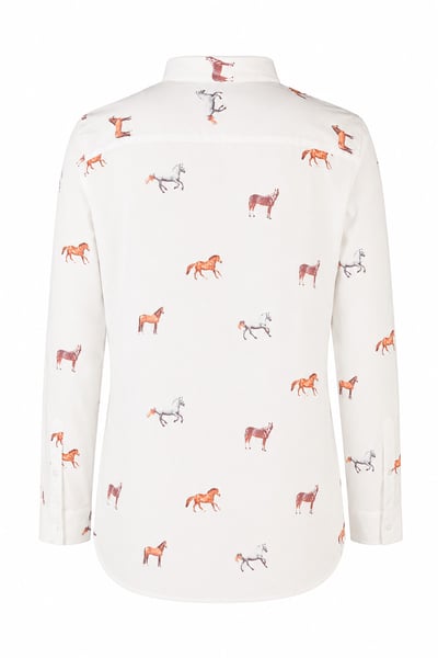 Ladies Printed Shirt - Wistow II - Horse White