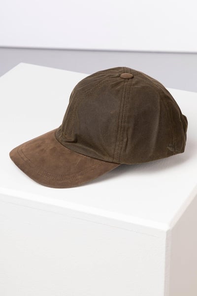 Men's Wax Baseball Cap with Nubuck Peak - Danby - Olive