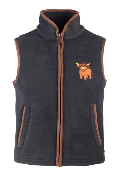 Junior Fleece Waistcoat - Huggate - Highland Cow Ink