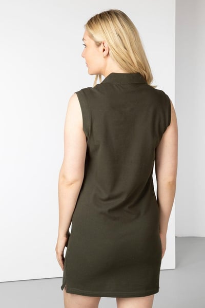 Ladies Sleeveless Polo Dress - Charlie - Olive