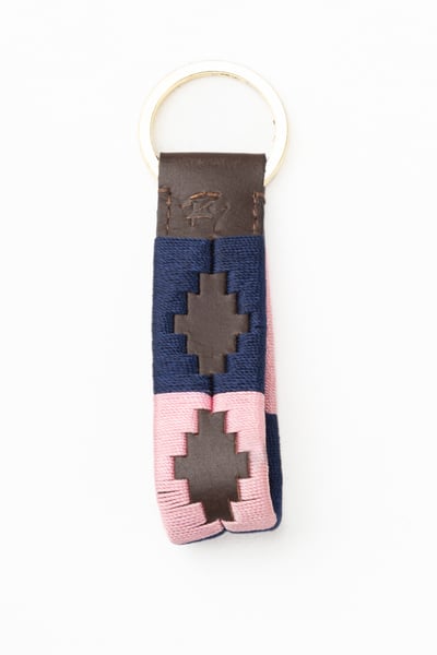 Leder-Schleife Polo-Schlüsselanhänger - Askwith - Braun/Marine/Sorbet