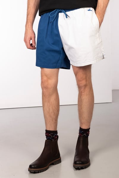 Men's Quartered Cotton Rugby Shorts - Fordon - Blue/White