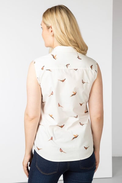 Ladies Sleeveless Shirt With Collar - Wistow II - Pheasant White