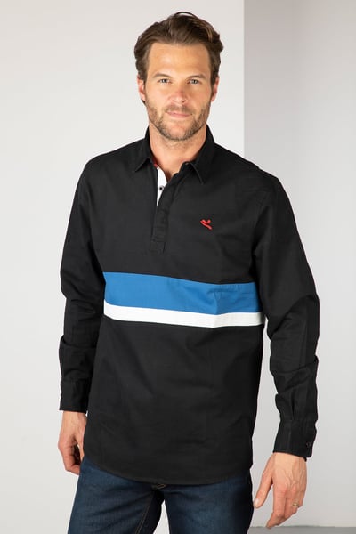 Men's Stripe Deck Shirt - Beadlam - Black