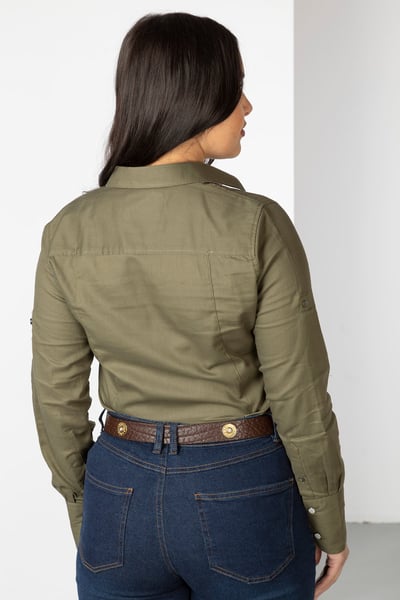 Einfarbiges Country-Hemd für Damen - Hannah - Khaki