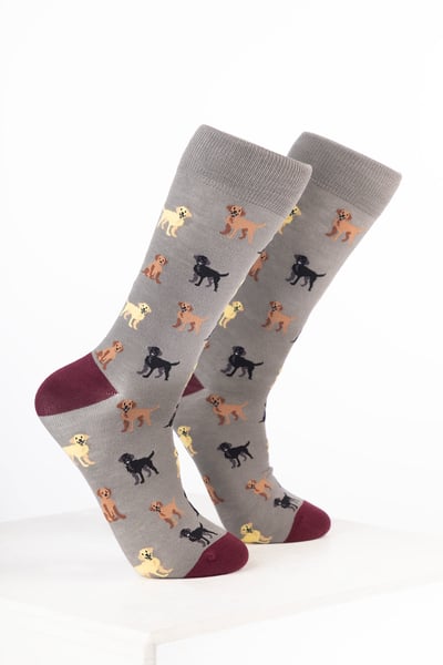 Men’s Bamboo Rich Dog Ankle Socks - Labrador Grey